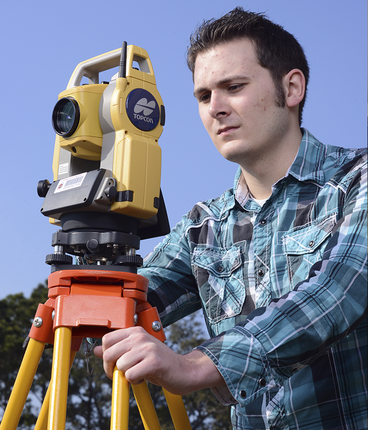 Civil Engineering student taking measurements