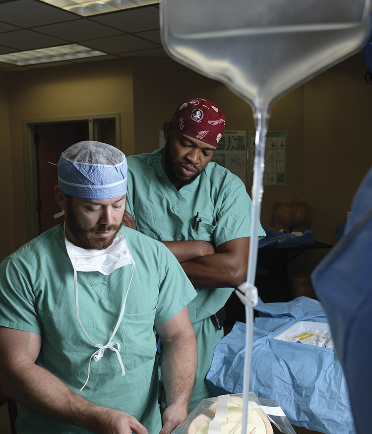 Nurse Anesthesia students practice techniques