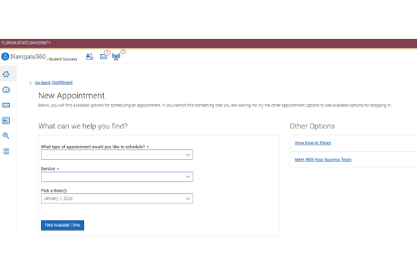 "The new appointment page looks like this"