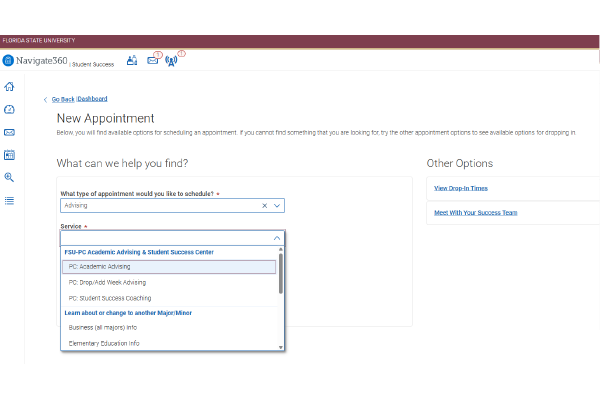 "choose to make an academic advising meeting"