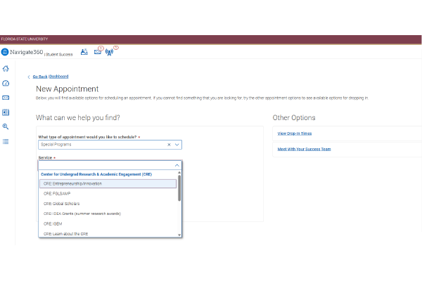 "schedule a CRE, GPS, or IP meeting"