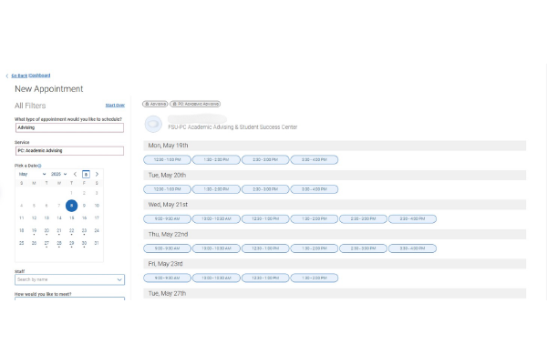"calendar and a list of time availability"