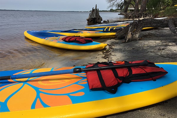 paddle boards on beach